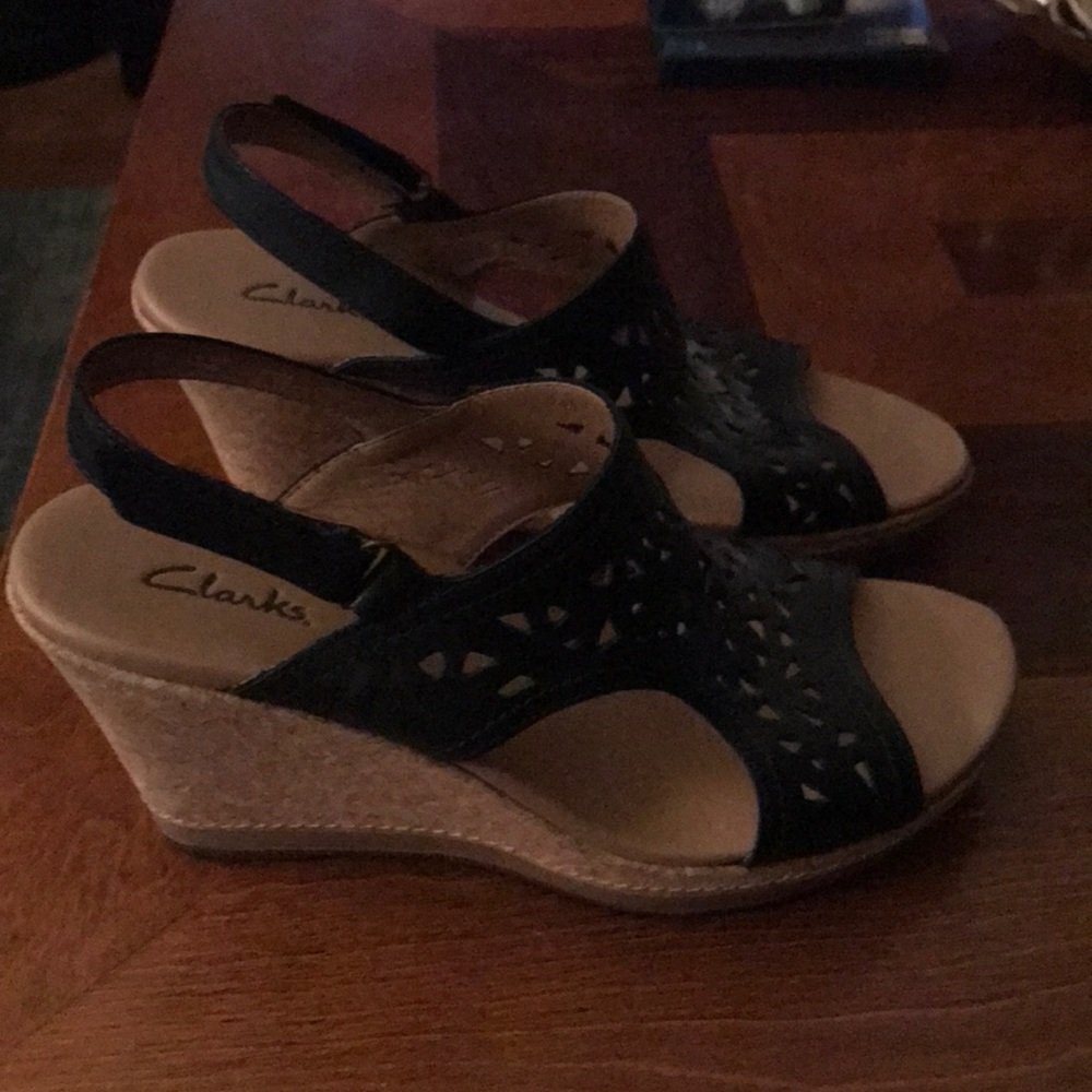 Cork heeled Clark's.